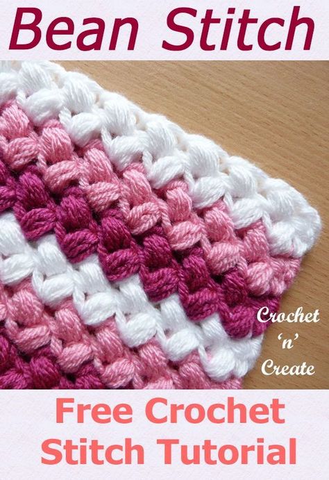 Free stitch tutorial for bean stitch, lovely warm design for throws, blankets etc. CLICK and scroll down for instructions. |  #crochetncreate #crochetstitch #crochettutorial #crochet #followforcrochet #crochetlearning #howto #crochetpattern #freecrochetpattern #easypattern #freepattern #forbeginners #diy #crafts #crochetaddict #followforcrochet Bean Stitch Crochet Tutorial, Diagonal Stitch Crochet, Bean Stitch Crochet Blanket Free Pattern, How To Crochet A Treble Stitch, Crochet Bean Stitch Blanket, Puff Stitch Crochet Blanket Free Pattern, Crochet Bean Stitch Free Pattern, Bean Stitch Crochet Blanket, Sedge Stitch Crochet Blanket