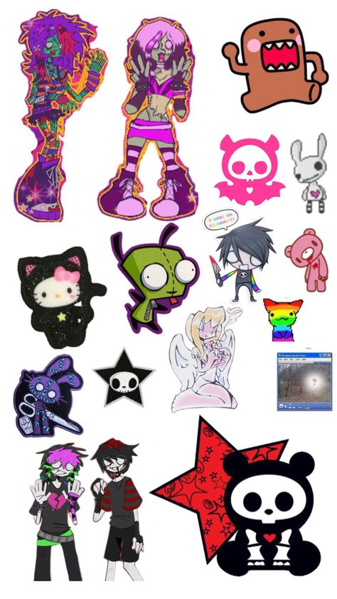 Emo/Scene Sticker lol Scene Emo Art, Scene Icons, Sticker Collage, Batman Inspired, Hello Kitty Videos, Animal Crossing Fan Art, Emo Art, Face Icon, Cute Emo