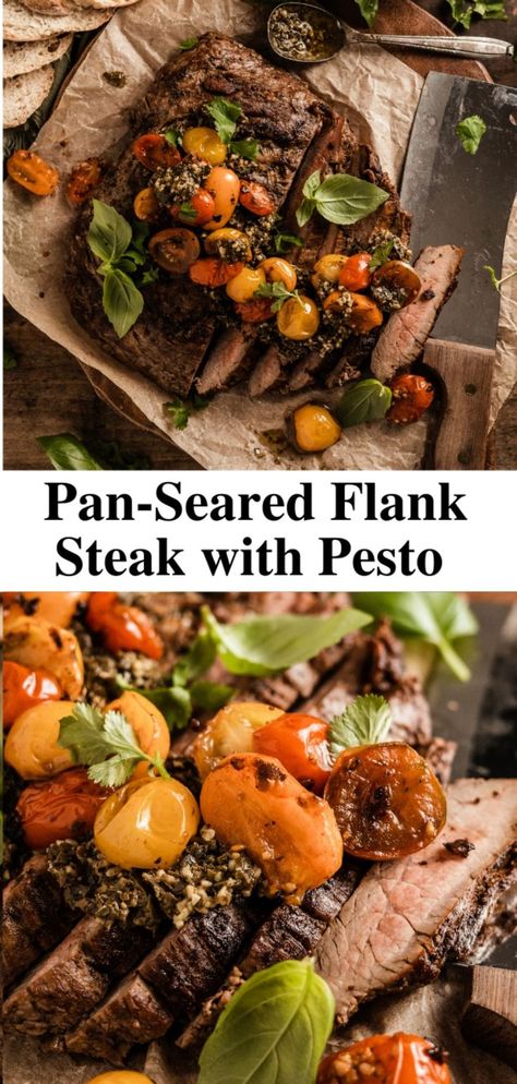 a this week? The family will LOVE this pan-seared flank steak with a creamy pesto and sweet, charred tomatoes! 


#flanksteak #steak #steakrecipe #pesto #pestorecipe #steakwithpesto #flanksteakrecipe #dinnerrecipe #christmasdinner #christmasrecipe #easterdinner #easterrecipe #dinneridea #tomatoes #summerrecipe Pesto Steak, Flank Steak Recipes, Sliced Steak, Creamy Pesto, Seared Steak, Pesto Recipe, Pesto Sauce, Flank Steak, Easter Dinner