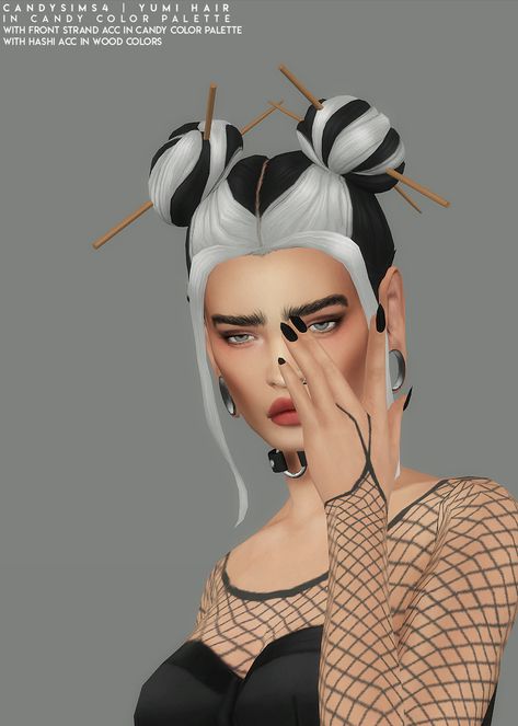 Sims 4 Cc Half Dyed Hair, Sims 4 Split Dye Hair Cc, Sims 4 Cc Split Dye Hair, Split Dyed Hair, Pelo Sims, Goth Hair, Sims 4 Mm Cc, Split Hair, Sims 4 Characters