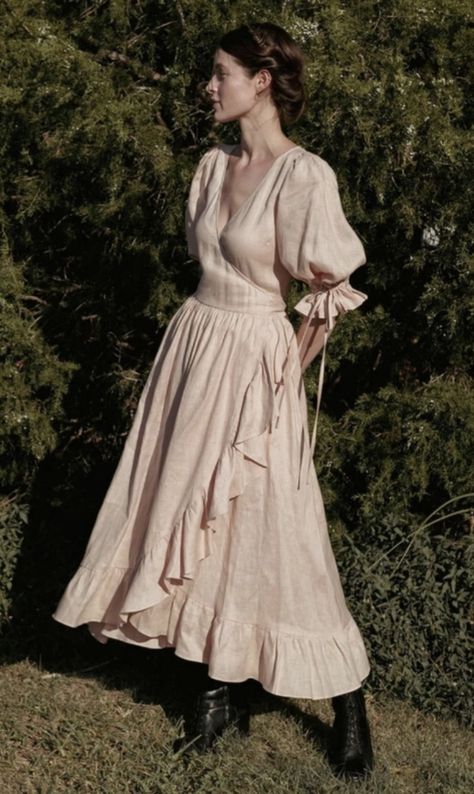 Korea Dress, Taking A Walk, Feminine Details, Southern Gothic, Wrap Belt, French Countryside, Versatile Dress, Pink Linen, Meus Pins