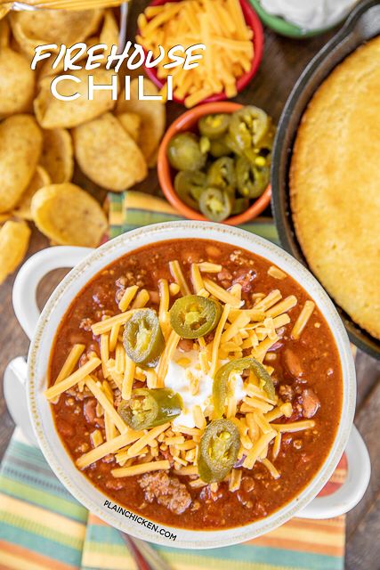 Firehouse Chili Recipe, Firehouse Chili, Steak And Potato Soup, Chili Beef, Slow Cooker Steak, Slow Cooker Potato Soup, Ground Beef Chili, Chili Beans, Slow Cooker Chicken Chili