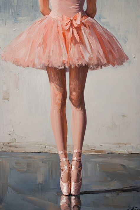 ✨🌸 Grace in Motion 🌸✨ This stunning oil painting captures the elegance of a ballerina in a delicate pink tutu and pointe shoes, standing on tiptoe in a ballet studio. The focus on her poised form, from neck down, tells a beautiful story of dedication and artistry. 🩰🌟 Perfect for any dance lover's space! 🎨💖 #BalletArt #Ballerina #OilPainting #DanceInspiration #ArtLovers #DecorIdeas... Ballerina Legs, Ballet Painting, Ballerina Painting, Ballet Studio, Ballerina Art, Ballet Art, Pink Painting, Pink Ballerina, Pink Tutu