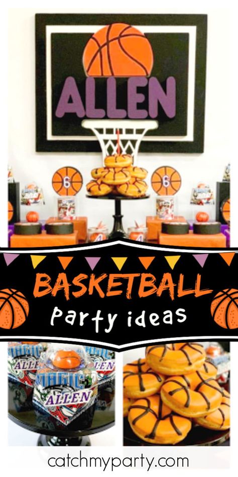 Basketball Games For Birthday Party, Nba Basketball Party Ideas, Basketball Party Games For Kids, Basketball Games For Party, Basketball Themed Party Games, Nba Party Ideas, Basketball Bday Party Ideas, Basketball Birthday Party Games, Basketball Birthday Party Food