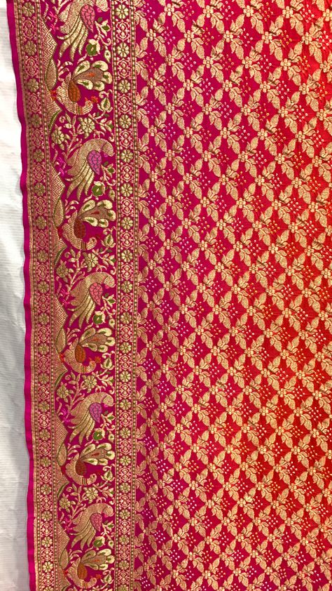 Jamnagar Bandhani Saree, Gajji Silk Bandhani Saree, Gaji Silk Bandhani Saree, Gujarati Saree, Saree Bandhani, Bandhej Saree, Bandhani Sarees, Silk Kurti Designs, Bridal Sarees South Indian