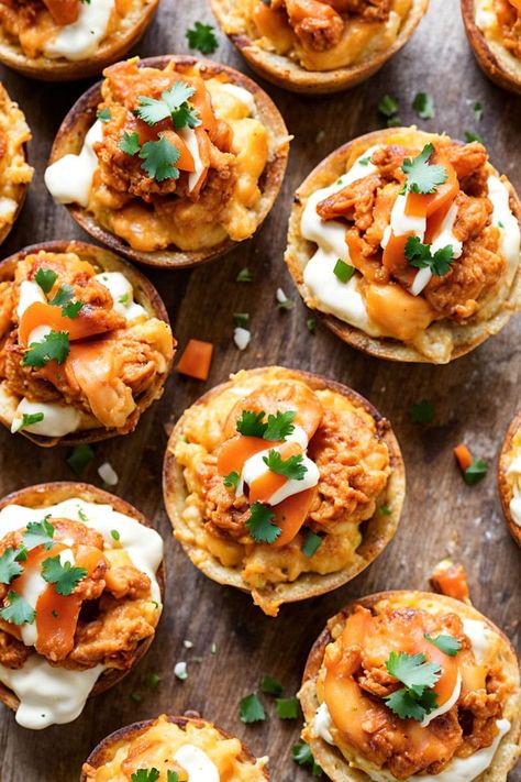 Buffalo Chicken Smashed Potato Cups Recipe

Ingredients

- 2 cups cooked and mashed potatoes
- 1 cup shredded cooked buffalo chicken
- 1/2 cup shredded cheddar cheese
- 1/4 cup ranch dressing
- 1/4 cup green onions, chopped
- 1 tablespoon hot sauce (optional)
- Salt and pepper to taste
- Olive oil for greasing the muffin tin

Full Cooking Instructions on... Buffalo Chicken Potato Skins, Smashed Potato Cups Muffin Tins, Smashed Potato Cups, Buffalo Chicken Potato, Double Baked Potatoes, Potato Cups, Chicken Potato, Shredded Cheddar Cheese, Smashed Potatoes