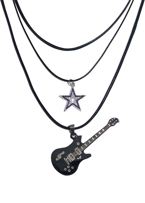 PRICES MAY VARY. 【Package】 Contains 2 Pcs Y2K necklaces with fashionable look. 【Material】 Made of alloy and stone material,sturdy and durable, can be weared for a long time. 【Perfect Gift】 This guitar star necklace is the best gift for collegues, mothers, daughters, wives, and friends. 【Occasions】 Y2K jewelry are suitable for Birthday, Wedding, Anniversary, Valentine's day, Halloween,Christmas' Day, Mother's day, Graduation,daily wear and other some special occasions. 【Customer Service】 Your mes Rock Star Accessories, Star Aesthetic Clothing, Y2k Star Fashion, Genderfluid Jewelry, Cute Necklaces To Make, Grunge Gifts Ideas, Y2k Wishlist, Grunge Wishlist, Tomboy Jewelry