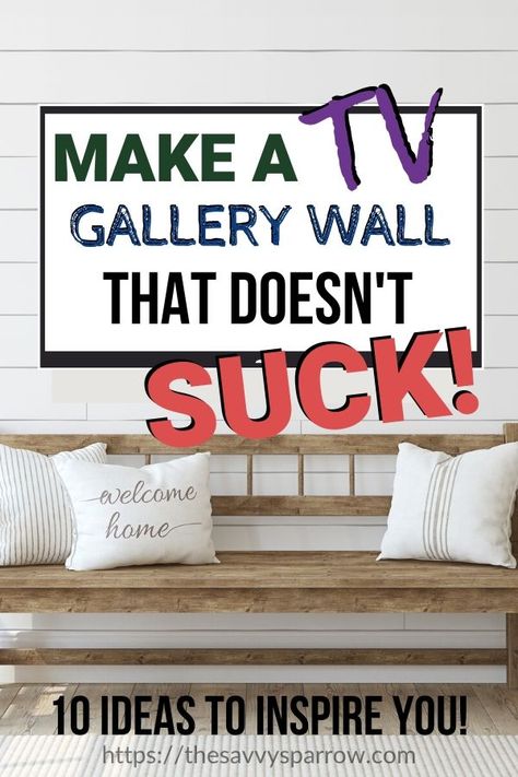 Living Room Wall Shelves Around Tv, What To Hang Next To Tv, Tv And Photo Wall, Decorations Around Mounted Tv, Cricut Wall Decor Living Room, Large Wall Above Tv Decor, Tvs On Walls Ideas, How To Decorate A Large Wall Living Room With Tv, What To Put On Tv Wall