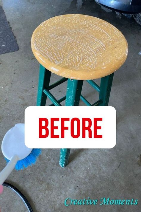 Back to School Stool Makeover DIY Teacher Stools, Dorm Room Curtains, Small Space Inspiration, Stool Makeover, School Chair, Diy Stool, Farmhouse Style Living Room, Stool Cushion, Teachers Diy