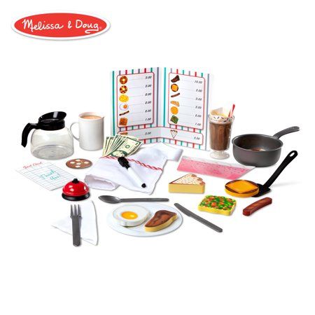 Restaurant Kit, Diner Restaurant, Play Food Set, Pretend Play Food, Wooden Food, Pretend Food, Play Money, Melissa And Doug, Fabric Napkin