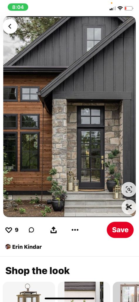 Dark Siding House, Dark House Exterior, Black Home Exterior, Craftsman Home Exterior, Metal Roof Houses, Cabin Modern, Copper House, Houses Architecture, Ranch House Exterior