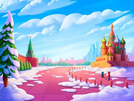 ArtStation - Moscow, 2D background for Bingo, AAA Game Art Studio Mobile Game Art, Mobile Art Studio, Christmas Theme Background, Christmas Pattern Background, 2d Background, Bingo Casino, Game Background Art, Game Card Design, Sky Games