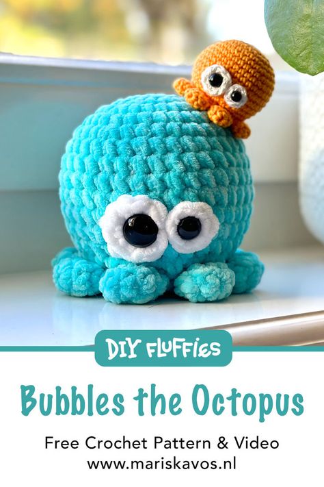 Create your very own plush octopus Amigurumi toy with the free No Sew crochet pattern and video provided by DIY Fluffies. This cute pattern is beginner-friendly and doesn't require any sewing. It's a quick and easy project, perfect for those starting to learn how to crochet plush animals. Enjoy making this cute octopus plush toy with the help of the full step-by-step video included in the free crochet pattern. Octopus Crochet Pattern Free, Crocheted Octopus, Octopus Amigurumi, Octopus Crochet, Octopus Crochet Pattern, Knitting Patterns Free Beginner, Amigurumi Plush, Easy Crochet Animals, Cute Octopus