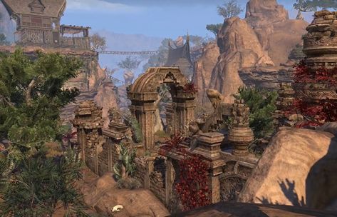 ESO Elsweyr screenshot Elsweyr Aesthetic, Fantasy Environment, Scrolls Game, Elder Scrolls Online, Environment Art, The Elder Scrolls, Building Art, Fantasy Setting, Stargate