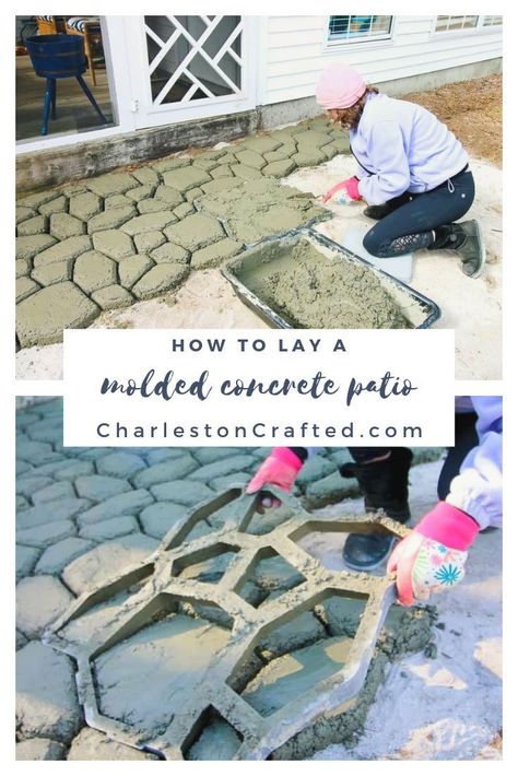 Concrete Molds Patio, Concrete Molds Walkway, Concrete Paver Mold, Poured Concrete Patio, Diy Concrete Patio, Concrete Molds Diy, Pavers Diy, Diy Patio Pavers, Garden Pavers