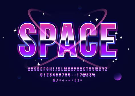 Space Alphabet Retro Sci-Fi Font Space Alphabet, Sci Fi Fonts, Space Font, Vector Typography, Alphabet Font, Futurism, Retro Futurism, Graphic Design Inspiration, Premium Vector