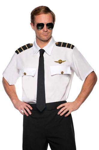 Pilot Costumes - PureCostumes.com Stewardess Costume, Pilot Costume, Military Costumes, Pilot Shirt, Airline Pilot, Military Looks, Flight Crew, Pan Am, Retro Costume