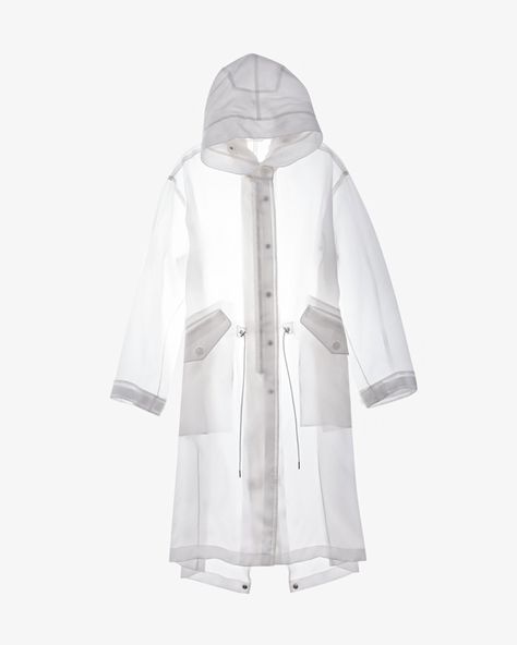 Transparent Raincoat, Rain Parka, Sheer Jacket, Long Parka, Futuristic Fashion, Helmut Lang, College Outfits, Drawstring Waist, Parka