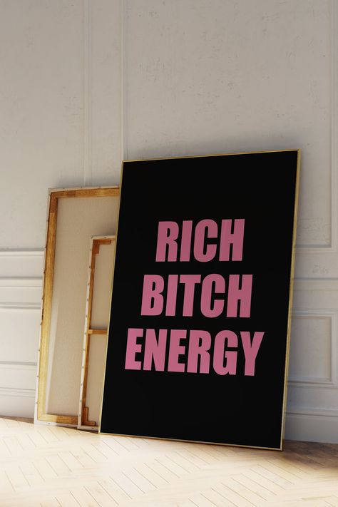 Rich B*tch Energy Print Black and Pink That Girl Poster Trendy That Girl Print It Girl Black and Pink Aesthetic Prints Rich Girl Print by PinkVanillaDesign on Etsy Pink Black Bedroom Aesthetic, Pink Black Room Aesthetic, Black And Pink Bedroom Aesthetic, Room Decor Black And Pink, Pink White Black Aesthetic, Pink And Black Energy Room, Black And Pink Room Ideas, Black And Pink Aesthetic, 2000s Pink And Black Room