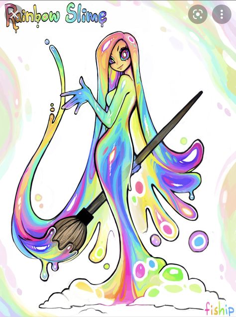 Slimes Girl, Rainbow Slime, Fantasy Creatures Art, Mythical Creatures Art, Creature Concept Art, Dessin Adorable, 판타지 아트, Creature Concept, Pride Month