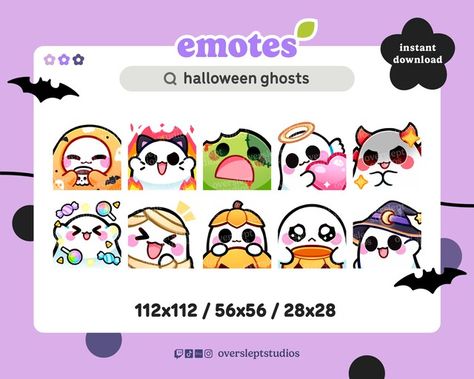 OversleptStudios - Etsy Halloween Twitch Overlay, Witch Twitch Overlay, Michelle Instagram, Ghost Twitch Stream Overlay, Halloween Emotes Twitch, Cat Emotes Twitch, Discord Emotes, Cute Frogs, Freelance Graphic Design