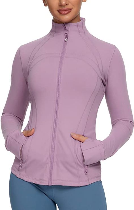 QUEENIEKE Women's Sports Jacket Slim Fit Running Jacket Cottony-Soft HandfeeSize M Color Light Grey at Amazon Women’s Clothing store Running Jackets Women, Light Weight Jackets For Women, Modest Workout Clothes, Dance Jackets, Modest Workout, Womens Running Jacket, Futuristic Armor, Sports Jackets Women, Gym Jacket