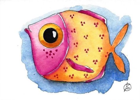 Fish Paintings, Whimsical Fish, Painting Whimsical, Whimsical Art Paintings, Learn Watercolor Painting, Orange Fish, Watercolor Art Paintings, Watercolor Fish, Original Watercolor Art