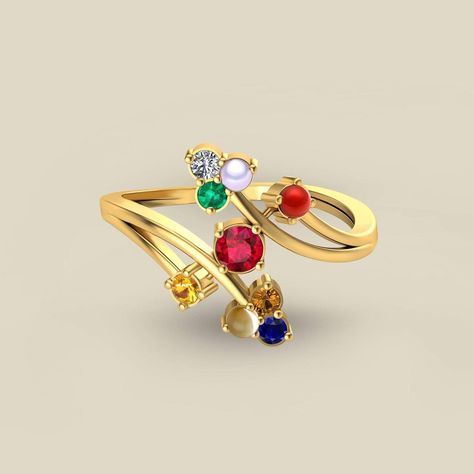 Navaratna Rings For Women, Navratna Rings For Women, Navaratna Ring For Women, Navratna Earrings, Navratan Ring, Navaratna Ring, Rings Models, Navaratna Jewellery, Crush Facts