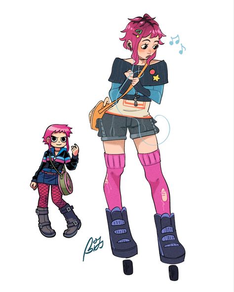 Costume Design Concept Art, Ramona Flowers Fanart, Bryan Lee O Malley, Scott Pilgrim Comic, Ramona Flowers, Looking For Work, Scott Pilgrim Vs. The World, Vs The World, Scott Pilgrim