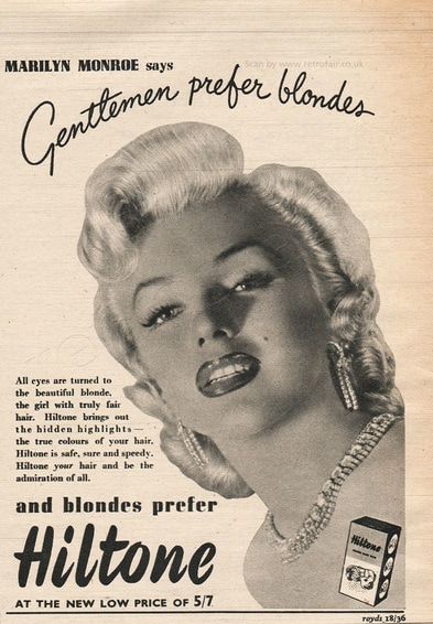 1953 Hiltone 'Marilyn Monroe' Vintage Magazine Advert - Retrofair 40s Aesthetic, Marilyn Monroe Magazine, Magazine Advert, Blondes Have More Fun, Serge Gainsbourg, Marilyn Monroe Photos, Magazine Ad, Norma Jean, Vintage Makeup