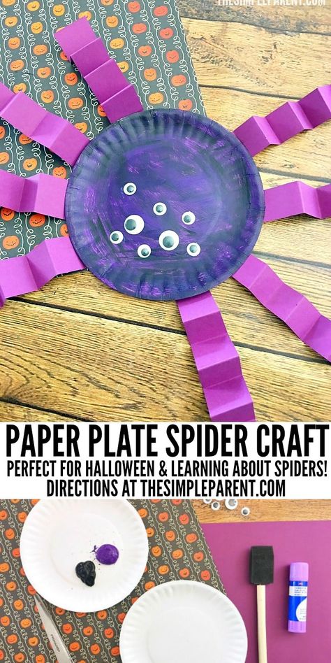 Craft For Halloween, Spider Craft, Paper Plate Craft, Halloween Crafts Preschool, Paper Plate Crafts For Kids, Spider Crafts, Paper Halloween, October Crafts, K Crafts