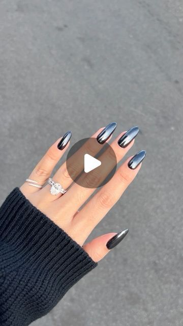 Zola Ganzorigt on Instagram: "Glazed black nails 🖤 

Products I used: @opi @opi_professionals 
Black Onyx
Tin Man Can chrome powder 
Stay Shiny gel top coat
PS: I’ve got this black chrome powder long time ago on Amazon and don’t remember the name 🫡 

#blackchromenails #nailsbyzola" Chrome Black Nails, Black Chrome Nails, Nails Products, Chrome Powder, Remember The Name, Tin Man, Gel Top Coat, Black Chrome, Chrome Nails