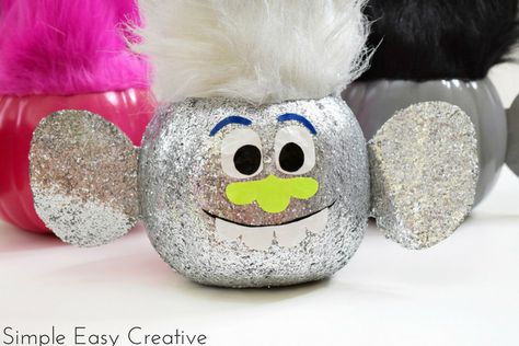 Pumpkin Trolls Ideas, Trolls Pumpkin Painting Ideas, Troll Pumpkin Ideas, Trolls Pumpkin Decorating, Creepy Carrots Pumpkin Decorating, Trolls Pumpkin, Diy Tiny Diamond Troll Costume, Tiny Diamond Trolls Costume, Pumpkins Designs