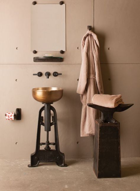 Industrial Sink Bathroom, Industrial Sink, Stone Forest, Cast Iron Legs, Stone Vessel Sinks, Small Bathtub, Bronze Sink, Bath Sinks, Pedestal Sinks