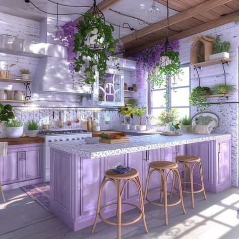 Lavendar Kitchen, Lavender Kitchen, Purple Kitchen, Dream Apartment Decor, Purple Home, Inspire Me Home Decor, Dream House Rooms, Dream Room Inspiration, Room Makeover Inspiration