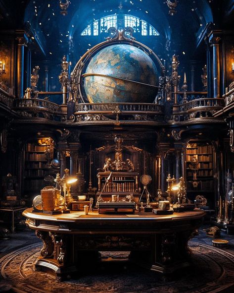 Fairytale Library, Steampunk Library, Grandmacore Aesthetic, Fantasy Settings, Steampunk City, Photoshop Creative, My Lovely Friend, Dream Library, Fantasy Rooms