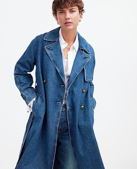 Denim Double-Breasted Crop Trench Coat in Ravenwood Wash | Madewell Crop Trench Coat, Jean Trench Coat, Cropped Trench Coat, Denim Trench Coat, Community Development, Fit Body, Madewell Denim, Clothes Horse, Denim Women