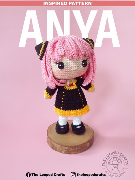 Anya doll - amigurumi Doll Amigurumi Free Pattern, Crochet Doll Tutorial, Pola Amigurumi, Patchwork Quilting, Crochet Tapestry, Fun Crochet Projects, Pink Yarn, Single Crochet Stitch, Love Is