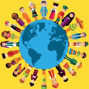 Cultural Globalization, Culture Pictures, Cultural Diversity Art, Culture And Society, Cultural Diversity Poster, Cultural Diversity Illustration, Multicultural Art, Different Cultures, Types Of Society