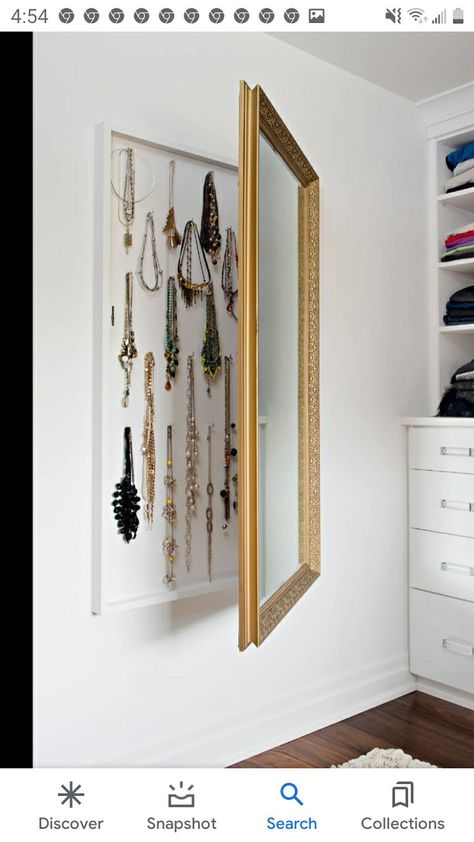 Practical Jewelry Storage, Behind The Door Jewelry Storage, Diy Jewelry Drawer, Jewelry Table Display Ideas, Wallpaper In Home, Earring Organization, Table Display Ideas, Diy Jewelry Cabinet, Necklace Organizer Diy