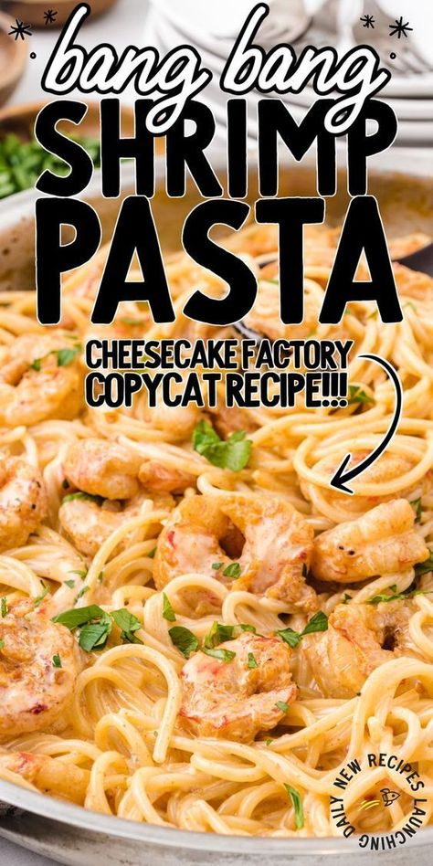 Pasta Cheesecake Factory, Bang Bang Shrimp Pasta, Shrimp Pasta Recipes Easy, Seasoned Shrimp, Cooked Shrimp Recipes, Cheesecake Factory Copycat, Bonefish Grill, Bang Bang Shrimp, The Cheesecake Factory