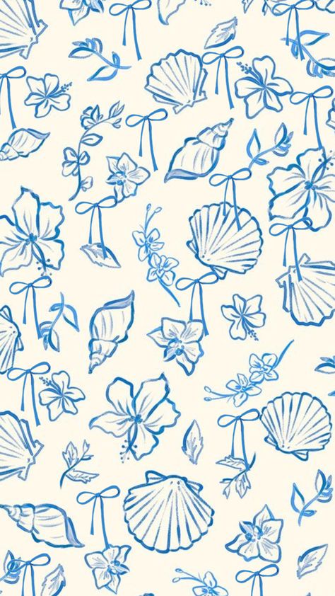 Lockscreen Computer, Wallpaper Coastal, Hibiscus Drawing, Mermaid Wallpaper Backgrounds, Honey Label Design, Background Lockscreen, Shell Drawing, Coquette Ribbon, Drawing Collage