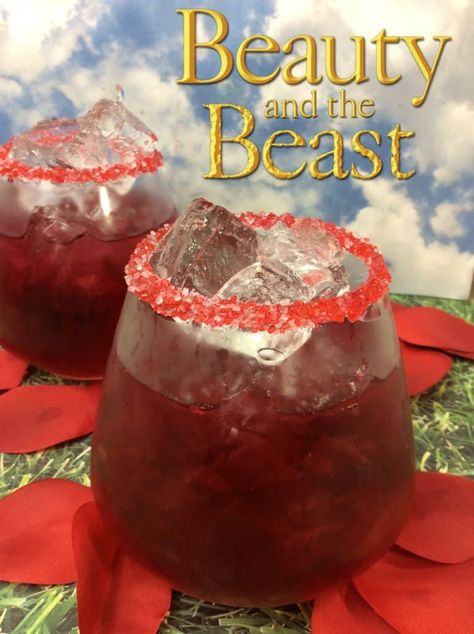 Beauty and The Beast Cocktail Disney Inspired Cocktails, Beauty And Beast Birthday, Disney Inspired Food, Desert Drinks, Beauty And Beast Wedding, Disney Drinks, Drink Syrups, Desserts Healthy, Mixed Drinks Recipes