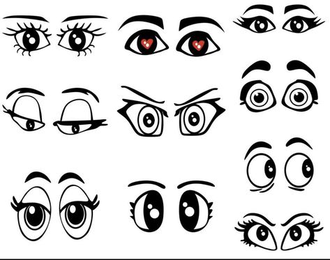 Makeup Svg, Cartoon Faces Expressions, Svg Anime, Printable Clip Art, Anime Svg, Tattoo Outline Drawing, Drawing Cartoon Faces, Flower Pot Crafts, Cartoon Eyes