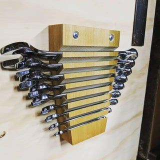 Make a Wrench Organizer - Instructables Tool Organization Diy, Wrench Storage, Wrench Holder, Wrench Organizer, Diy Rack, Tool Storage Cabinets, Socket Organizer, Power Tool Storage, Tool Storage Diy