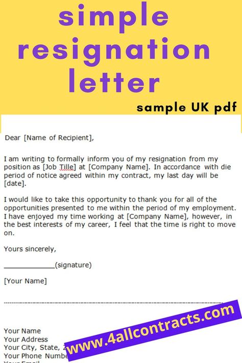 Resignation letter template Whenever you quit your job, you must submit your resignation letter to your employer, even if you had a face-to-face discussion. A standard resignation letter is simply a confirmation to your employer that you are leaving. resignation letter uk template, resignation letter uk examples, resignation letter uk format, resignation letter uk download, resignation letter uk email, resignation letter uk simple, resignation letter uk reddit, resignation letter uk short Resignation Letter Quitting Job, Resignation Letter Sample Simple, Professional Resignation Letter, Resignation Letter Format, Resignation Letter Template, Letter Format Sample, Writing A Cv, Short Resignation Letter, Job Resignation Letter