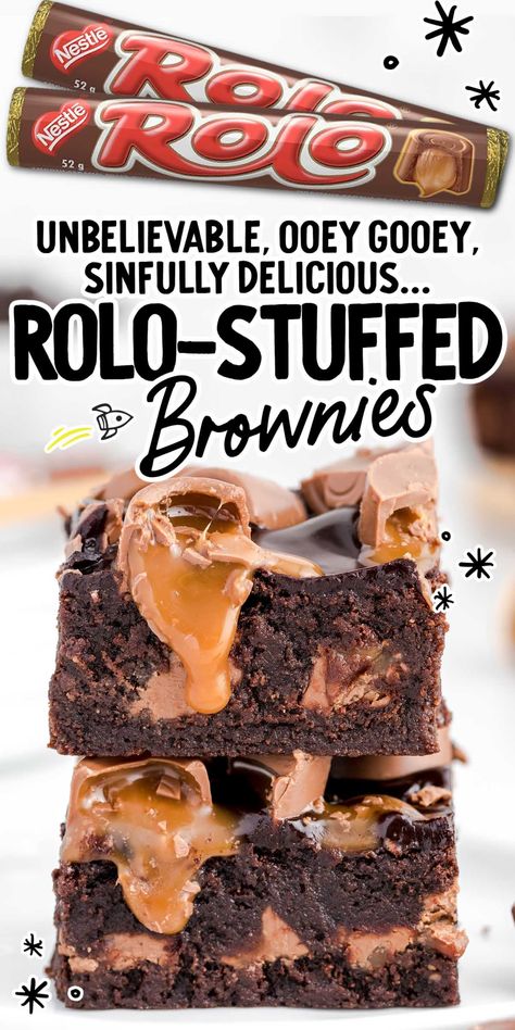 Stuffed Brownies, Brownie Desserts Recipes, Brownies Recipe Homemade, Gooey Caramel, Brownie Desserts, Caramel Brownies, Brownie Ingredients, Delicious Brownies, Tasty Baking