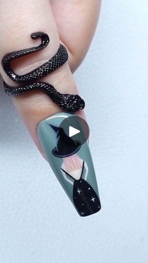 Easy Halloween Nail Designs Step By Step, Witch Halloween Nails, Witch Nails Designs, Witch Nail Art, Nails Step By Step, Easy Halloween Nails Design, Witch Nails, Skull Nails, Halloween Nails Easy