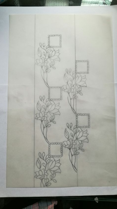 Embroidery Drawing, Flower Vines, Fabric Paint Designs, Embroidery Template, Flowers Embroidery, Border Embroidery Designs, Bead Embroidery Patterns, Border Embroidery, Hand Work Embroidery