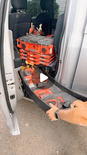 Truck Rear Seat Storage, Pickup Truck Tool Storage Ideas, Van Drawers Storage Ideas, Extended Cab Truck Storage, Pickup Truck Storage Ideas, Back Seat Tool Storage Truck, Truck Bed Tool Organization, Truck Bed Organization Diy, Truck Bed Tool Storage